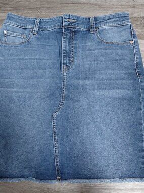 Women's Jordache Medium Wash Denim Fringe Skirt